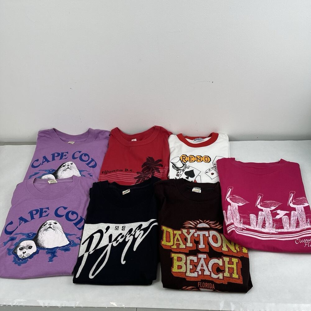 Vintage Single Stitch Souvenir Vacation T-Shirt Lot Size Medium And Large